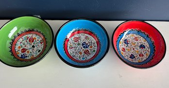 Set Of 3 Colorful Turkish Bowls