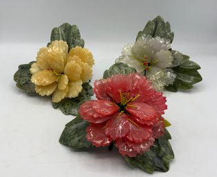 3 Beautiful Vintage Marble Flowers