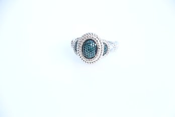 Sterling Silver Blue Diamond Ring Size 11