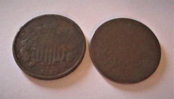 U.S. 2 Two Cent Pennies, 1867, 18??