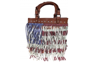 American Flag Fringed Handbag