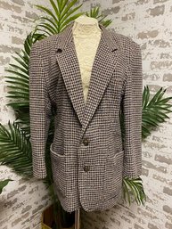 Vintage Liz Wear Wool Houndstooth Blazer - Size 10
