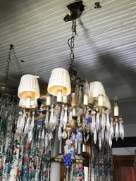 Lovely Vintage Spanish Chandelier With Drop Crystals And Clusters Of Grapes - Very Pretty Chandelier !