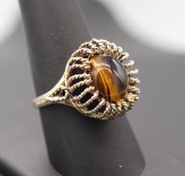 Unique Tiger Eye & Sterling Silver Statement Ring