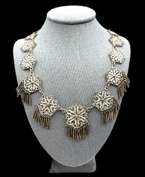 Vintage Ornate Fringed Graduated Pendants Necklace