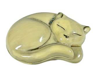 Estee Lauder White Linen Solid Perfume In Enamel Cat Shaped Compact