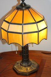 11 Dia 20 Tall Amber Stained Glass Lamp