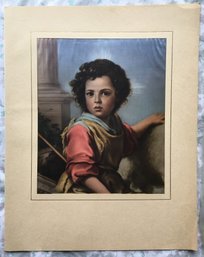 1950s Vintage BE Bartolom Esteban Perez Murillo 1618-1682 Lithograph Matted Art Print 17,1/4' X 13,1/2'