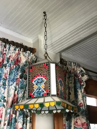 VERY Unusual Vintage Hanging Light Fixture - Micro Mosaic Leaded Glass - Very Unusual Piece - Unique !