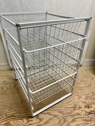 A White Three Drawers Metal Storage Rack