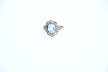 Vintage Art Deco Style Blue Stone Ring Size 5.50