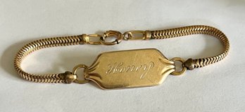 VINTAGE 12K GOLD FILLED ENGRAVED 'HONEY' BRACELET