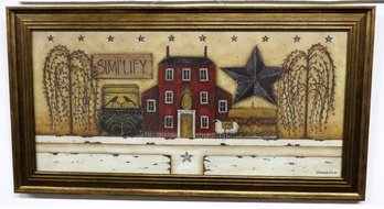 A Fine Americana Folk Art Country Print By Boston Artist Donna Atkins