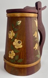 Large Hand-painted Wooden Stein