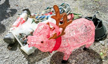 Christmas Lights, Tree Stand, Pig Reindeer & Plastic Candy Canes