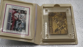 Highland Mint Heavy Bronze Dallas Cowboys Roger Staubach Card In Case