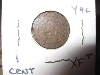 1907 NETHERLANDS  1 CENT COIN - XF