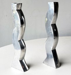 A Pair Of Deco Revival Candlesticks - Possibly Georg Jensen