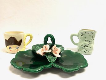 Trio Of Vintage Hand-decorated Ceramics