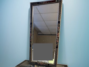 Cloisonn Decorated Black Lacquer Mirror