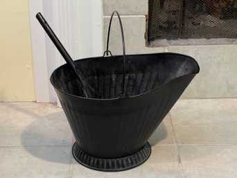 Black Metal Coal Hod And Shovel, Made In Canada