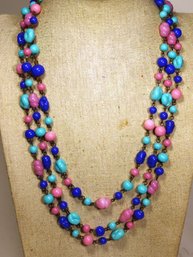 Fine Vintage 1920s Art Glass Elongated Beaded Necklace