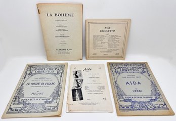 5 Vintage Grand Opera Librettos Programs