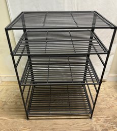 A Foldable Black Metal Open Shelf Storage Rack