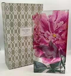 NEW IN BOX Fringe Studio Floral  Peony Rectangular Glass Vase