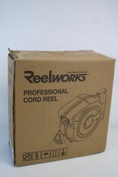 New In Box Reelworks Professional Extension Cord Reel With Three Outlets