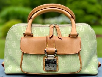 Dooney & Bourke Lime Green Cloth & Leather Handbag