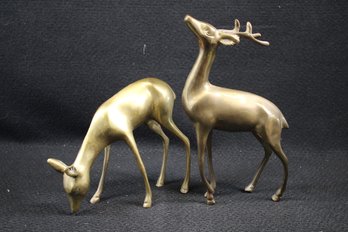 Vintage Paif Of Brass Deer