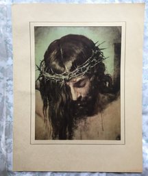 1950s Vintage Diego Valazquez 1599-1660 'Cristo Crucificado' Lithograph Matted Art Print 17,1/4' X 13,1/2'