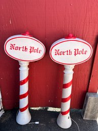Vintage North Pole Sign Christmas Blow Mold Lawn Decorations