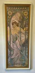 Offset Lithograph Of Alphons Mucha Evening Contemplation