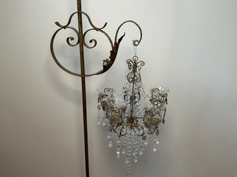Decorative Metal Hanger With Crystal Candle Holder Hanging