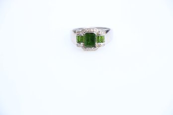 Sterling Silver Green Peridot Ring Size 11