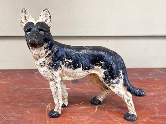 An Antique Cast Iron American Staffordshire Terrier Doortop