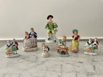 1940s - 1950s Paint Decorated Porcelain Figures, Made In Occupied Japan