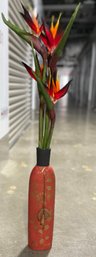 Tall Ceramic Floor Vase With Bird Of Paradise