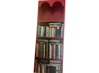 Tall,Red Wooden Bookcase