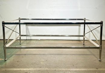 A Modern Chrome Coffee Table With Shelf - Possibly Restoration Hardware