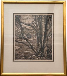 A Vintage Bucolic Themed Etching, Signed L. Scott Jones