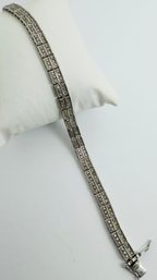 DESIGNER RS STERLING SILVER ILLUSION SETTING WITH 3 TINY DIAMOND ACCENT BRACELET