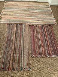 Three Woven Cotton Area Rugs - Largest 66 X 41.5