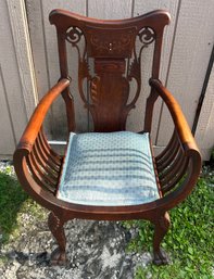 Antique Inlaid Barrel Chair