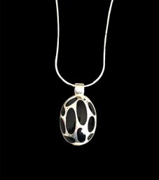 Mexican Sterling Silver Onyx Oval Shaped Necklace