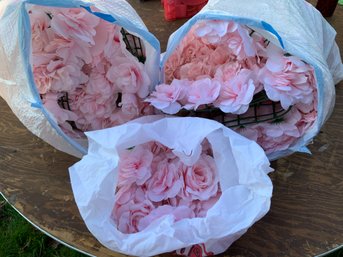 3 Bags Of Faux Pink Roses