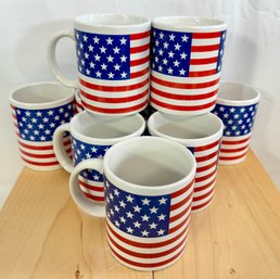 A Group Of 9 Ceramic Mug With American Flag