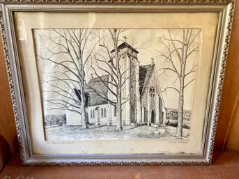 Van Deusenville Church Pen And Ink Signed By Frank S Packlick